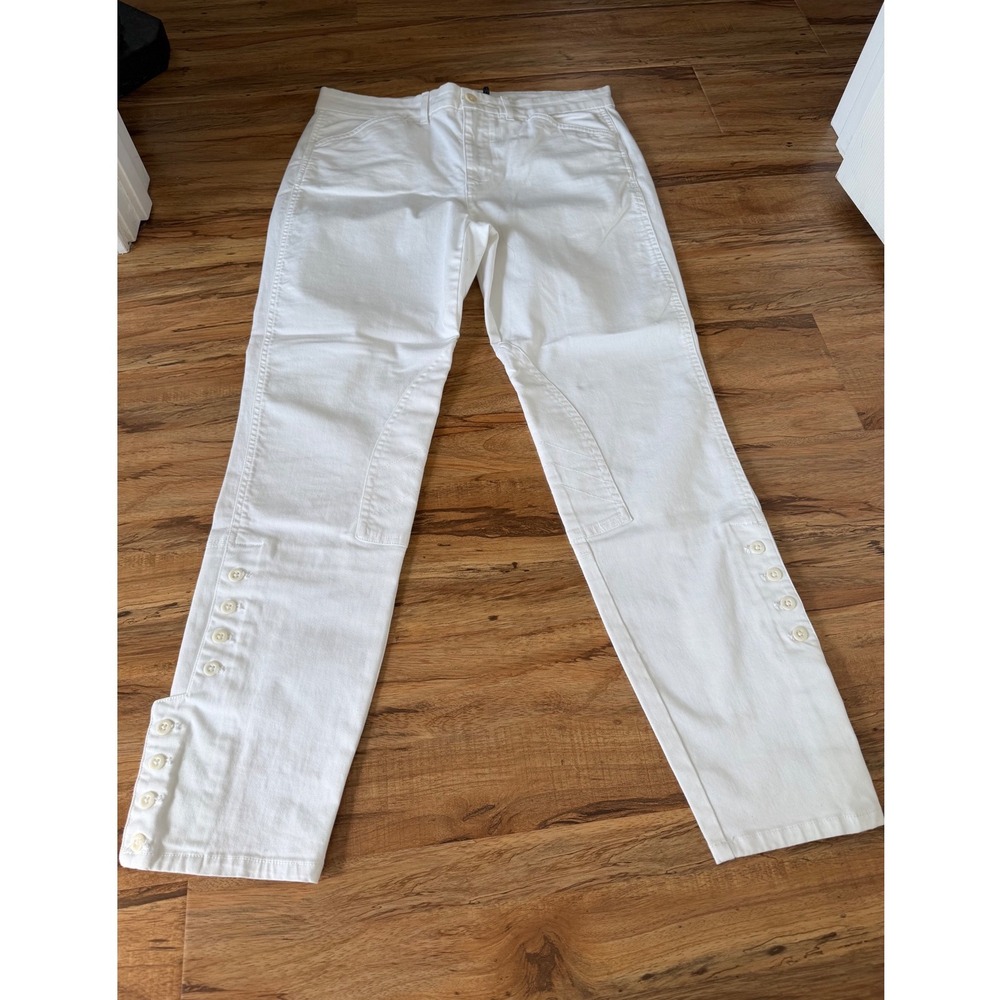Lauren Ralph Lauren White Equestrian Button Ankle Skinny Pants Size 8